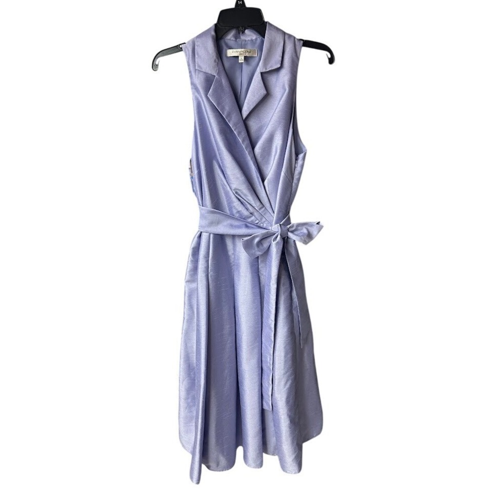 Evan-Picone Lavender Shimmer Faux Silk Sleeveless Wrap Dress Size 12